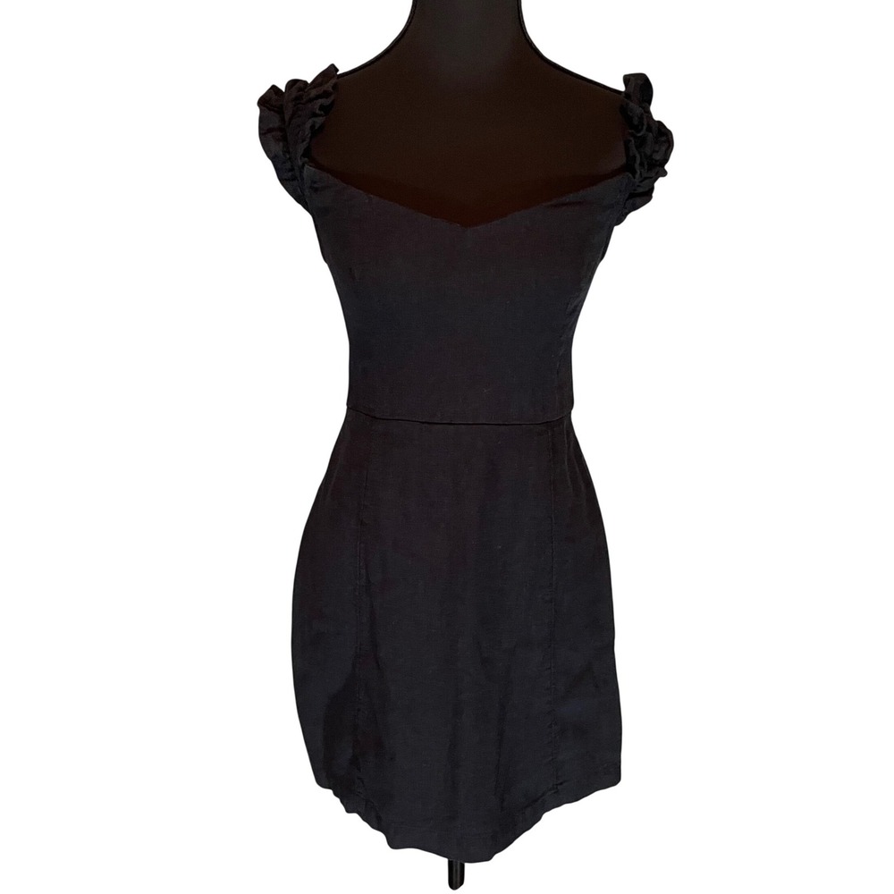Abercrombie & Fitch Linen Blend Ruffle Sleeve Sweetheart Mini Dress S Coquette